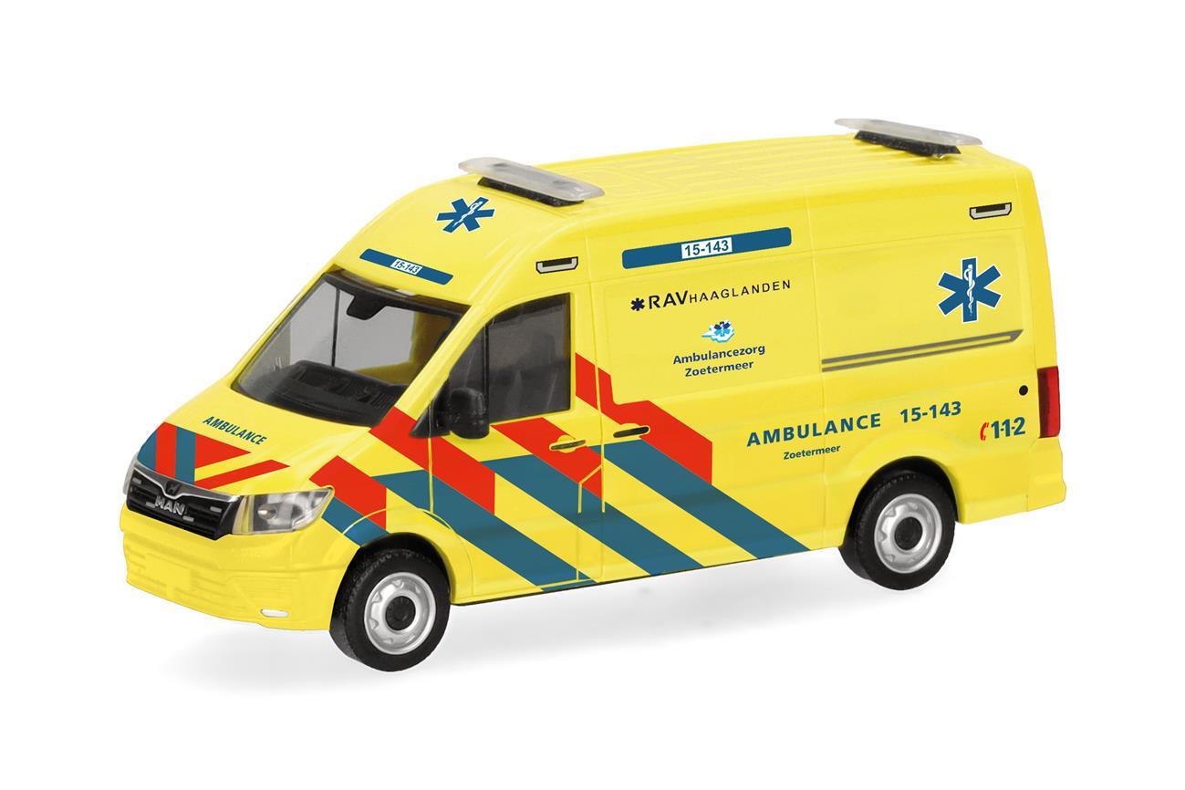 Herpa 098694 MAN TGE Kasten HD "Ambulance 15-143" (Niederlande)