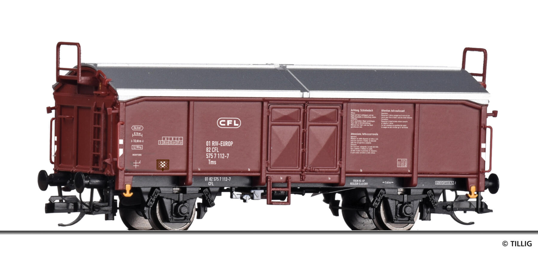 Tillig 17683 TT Schiebedachwagen Tms der CFL; Ep. IV