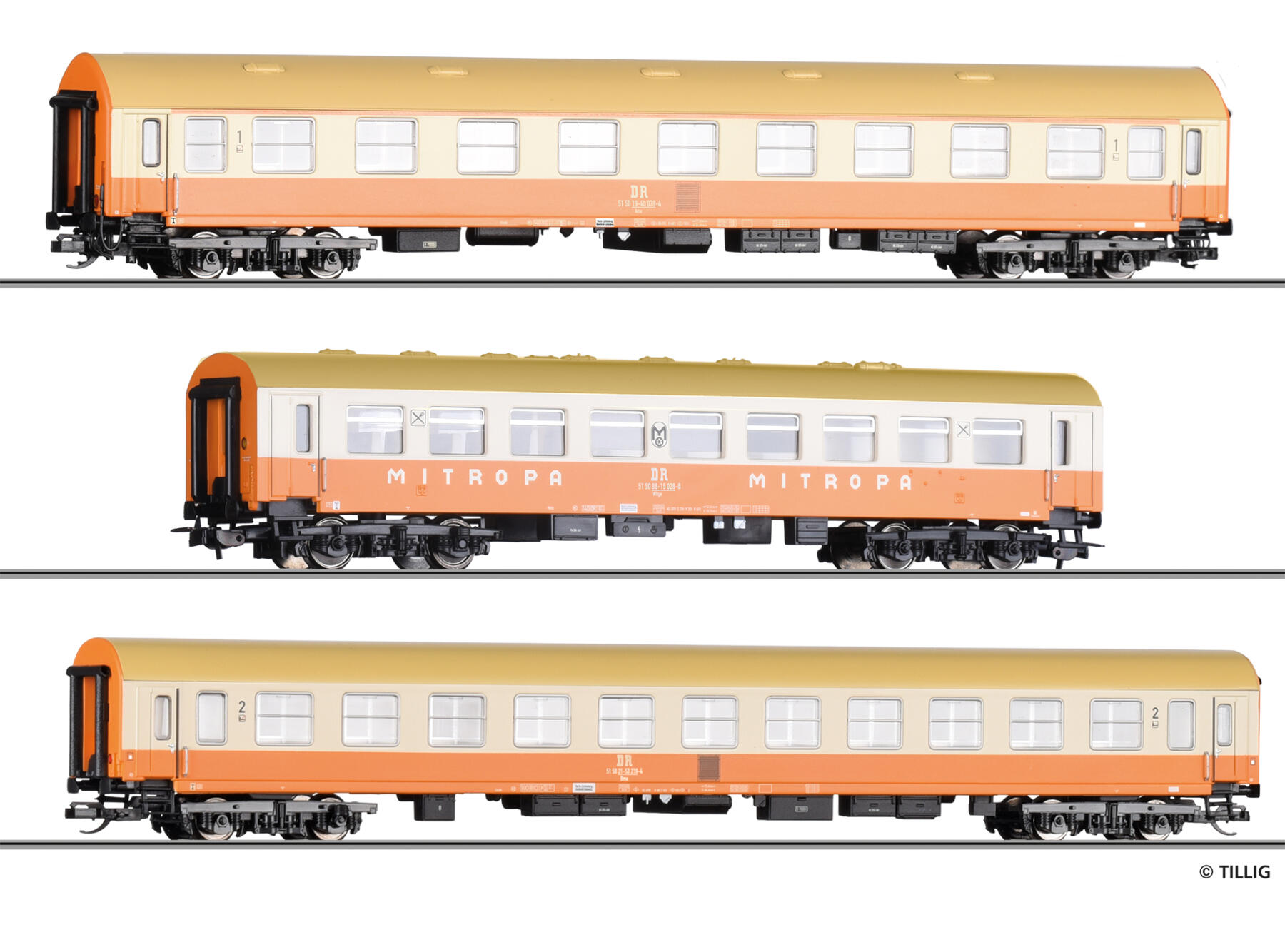 Tillig 70064 H0 Reisezugwagenset „Städteexpress“ der DR, Ep. IV