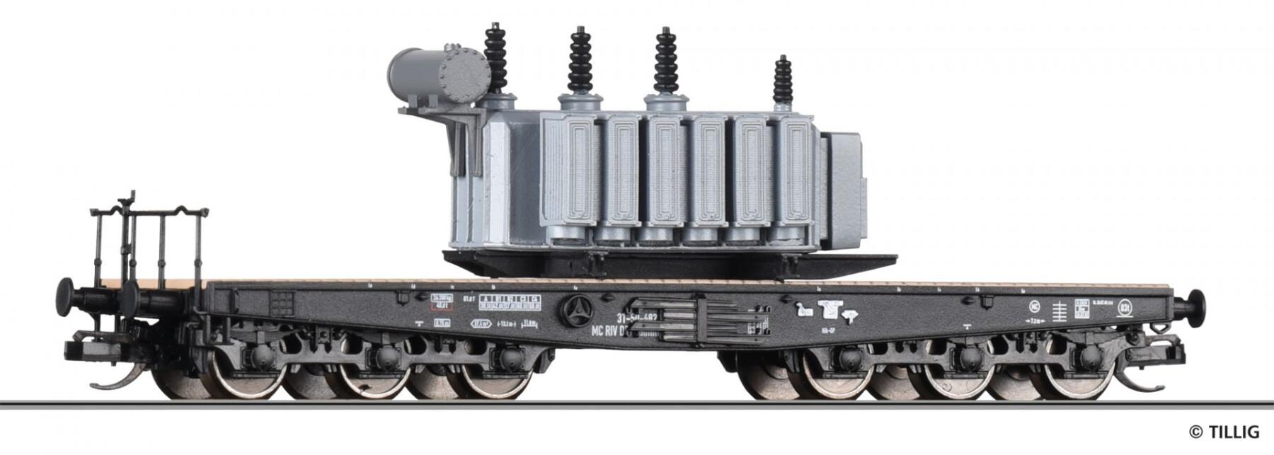 Tillig 502805 TT Schwerlastwagen, beladen mit Transformator, DR, Ep. IV