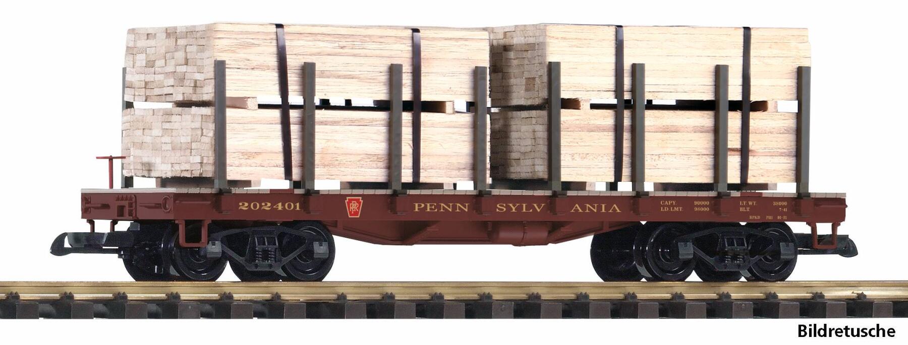 Piko 38799 G Rungenwagen PRR mit Holzladung