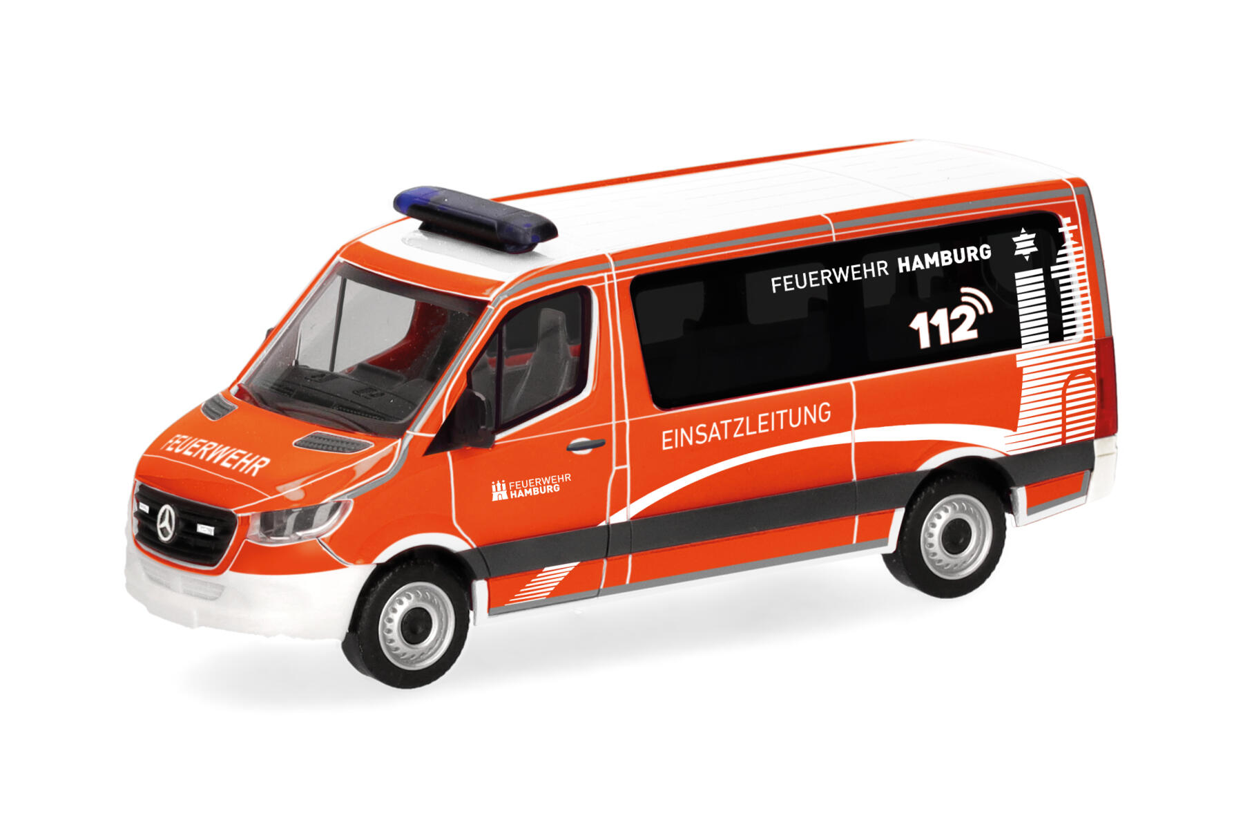 Herpa 098830 1:87 Mercedes-Benz Sprinter 18 Bus Flachdach ELW "Feuerwehr Hamburg/Einsatzleitung"