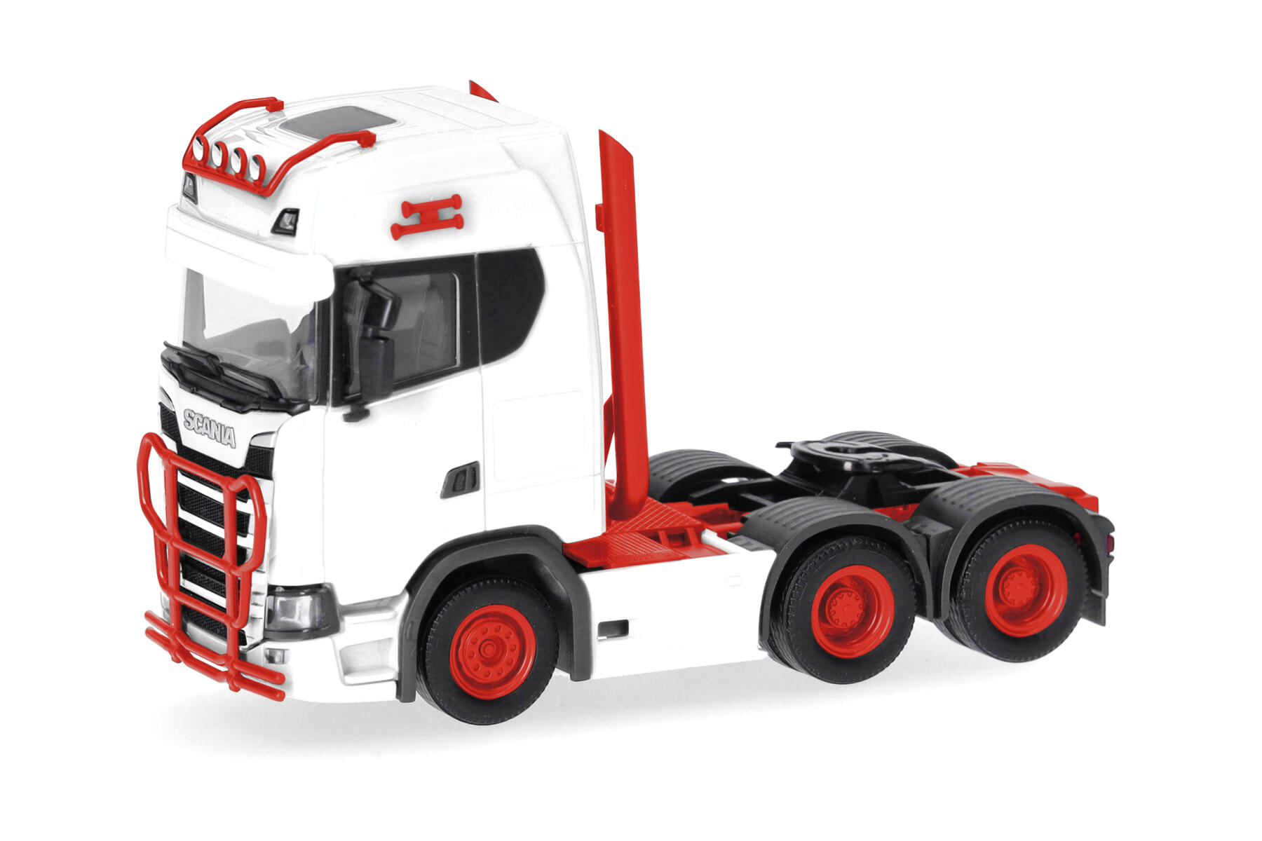 Herpa 314053-006 1:87 Scania CS 20 HD Zugmaschine 3achs (6x4), weiß/rot