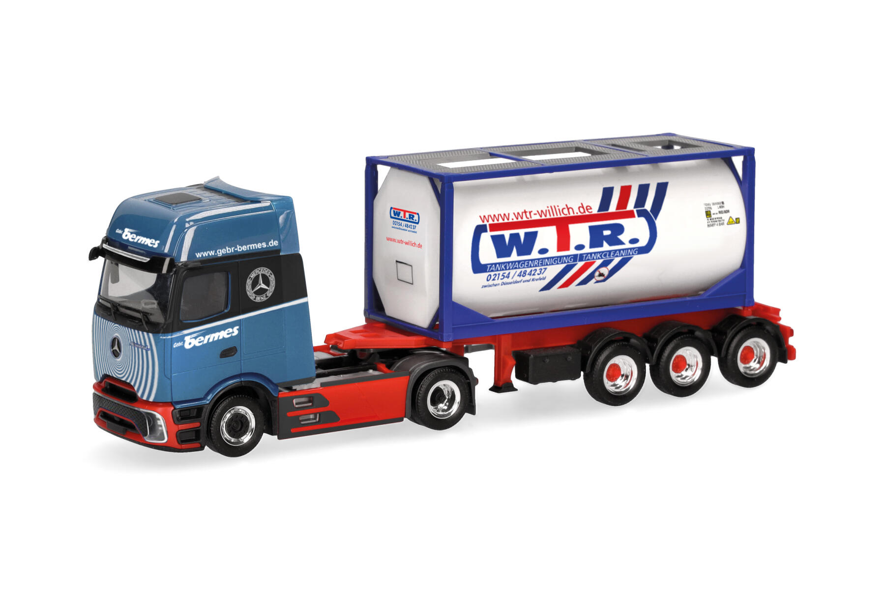 Herpa 320443 1:87 Mercedes-Benz Actros L ProCabin Gigaspace 20ft Tankcontainer-Sattelzug "Bermes"