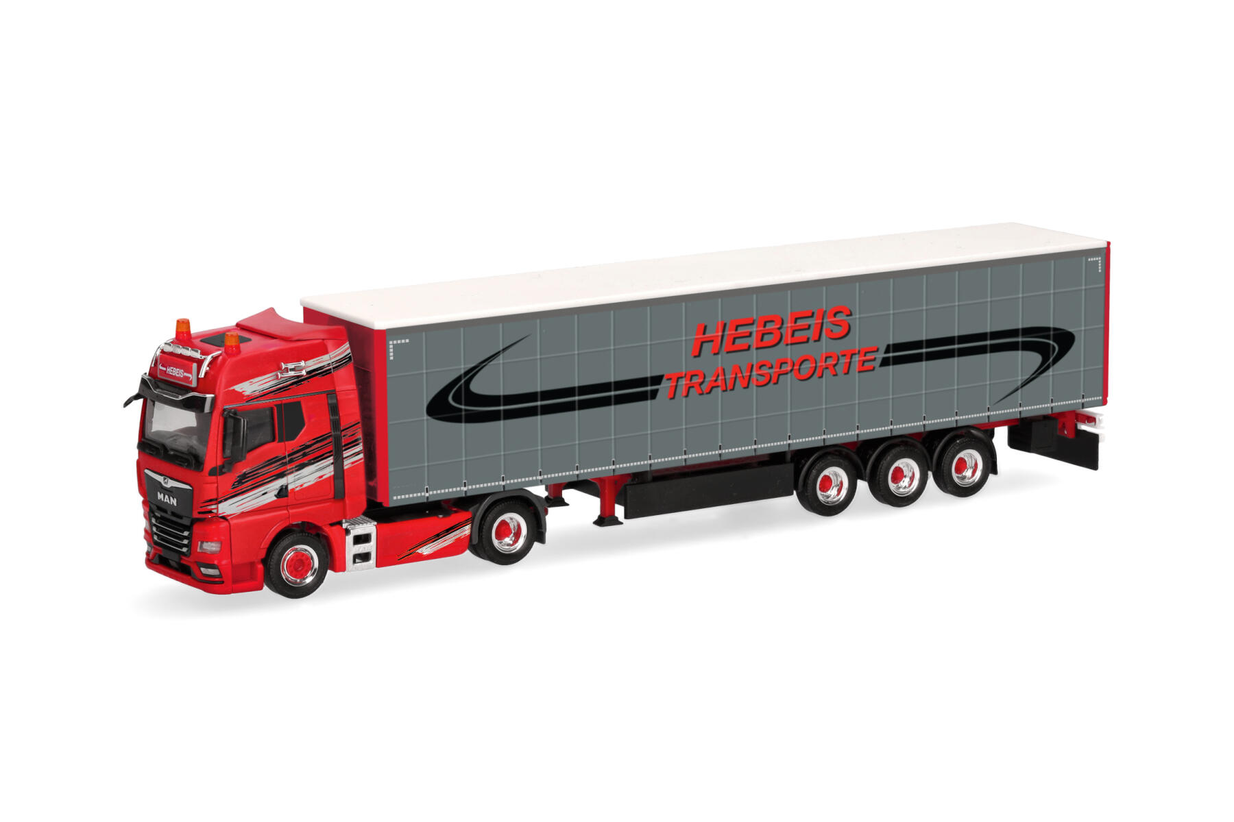 Herpa 320498 1:87 MAN TGX GX Gardinenplanen-Sattelzug "Hebeis Transporte"