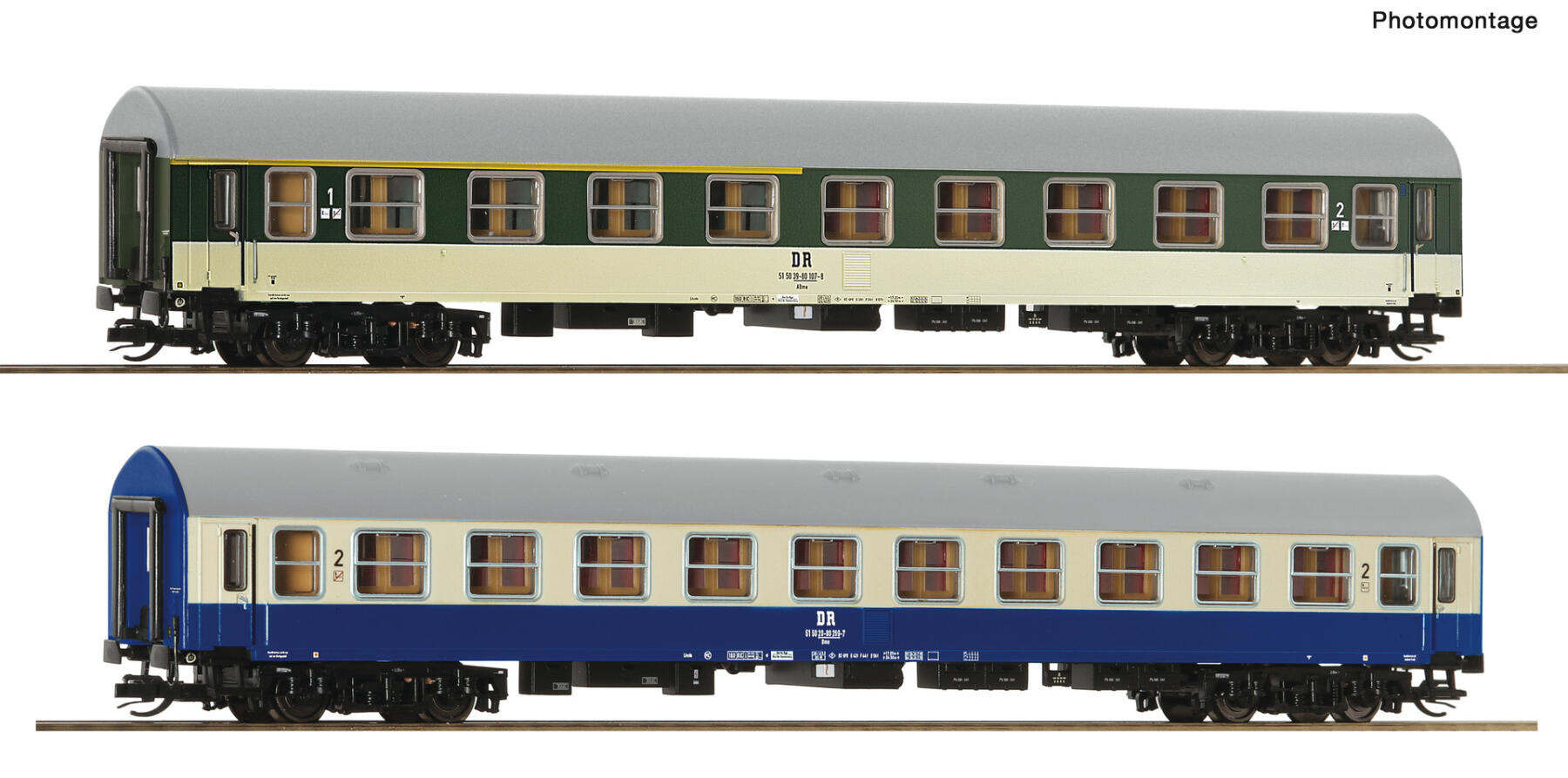 Roco 6280029 TT 2er Set Personenwagen Y/B 70 DR Versuchslackierung