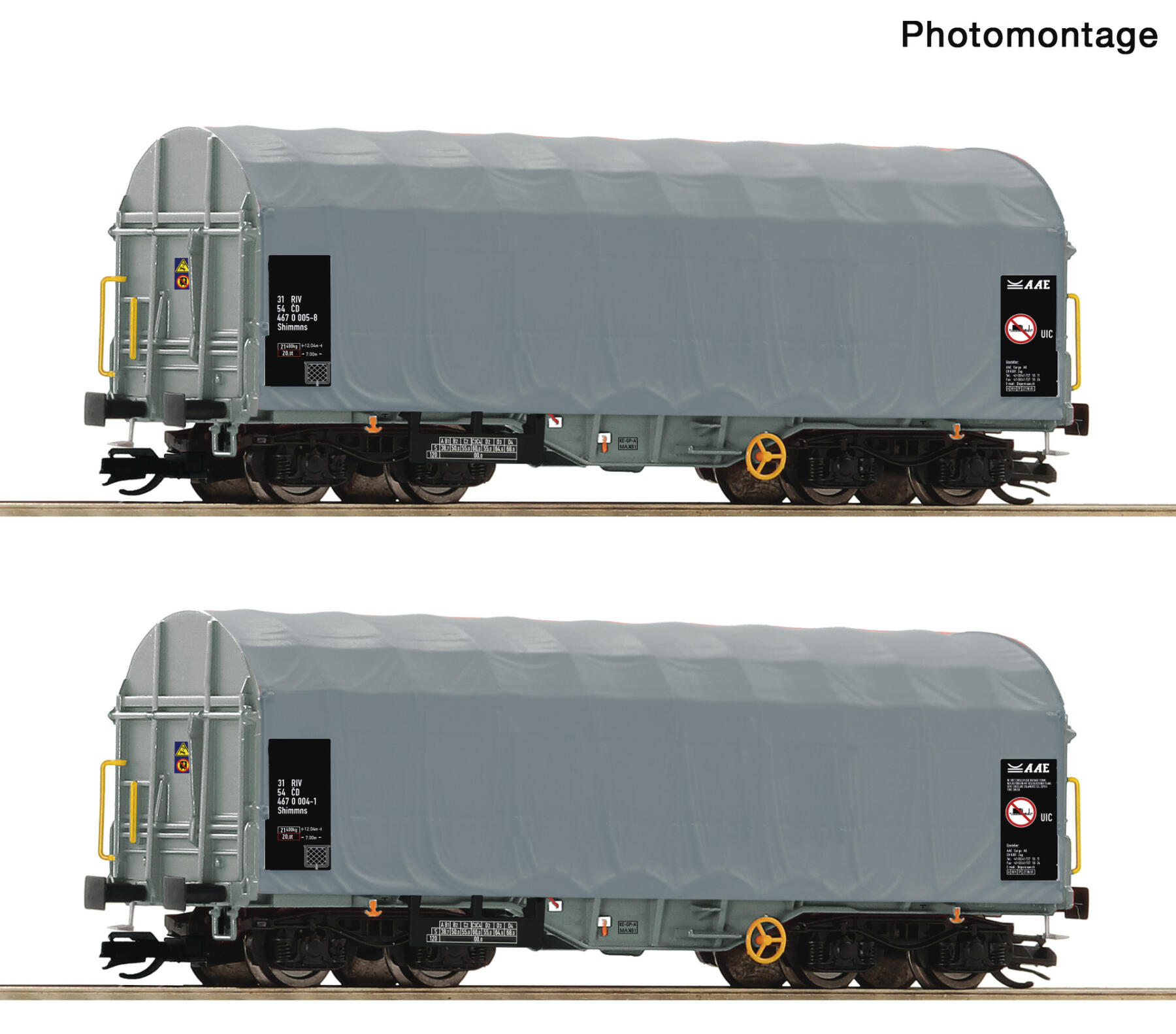 Roco 6680025 TT 2er Set Schiebeplanenwagen CD Cargo