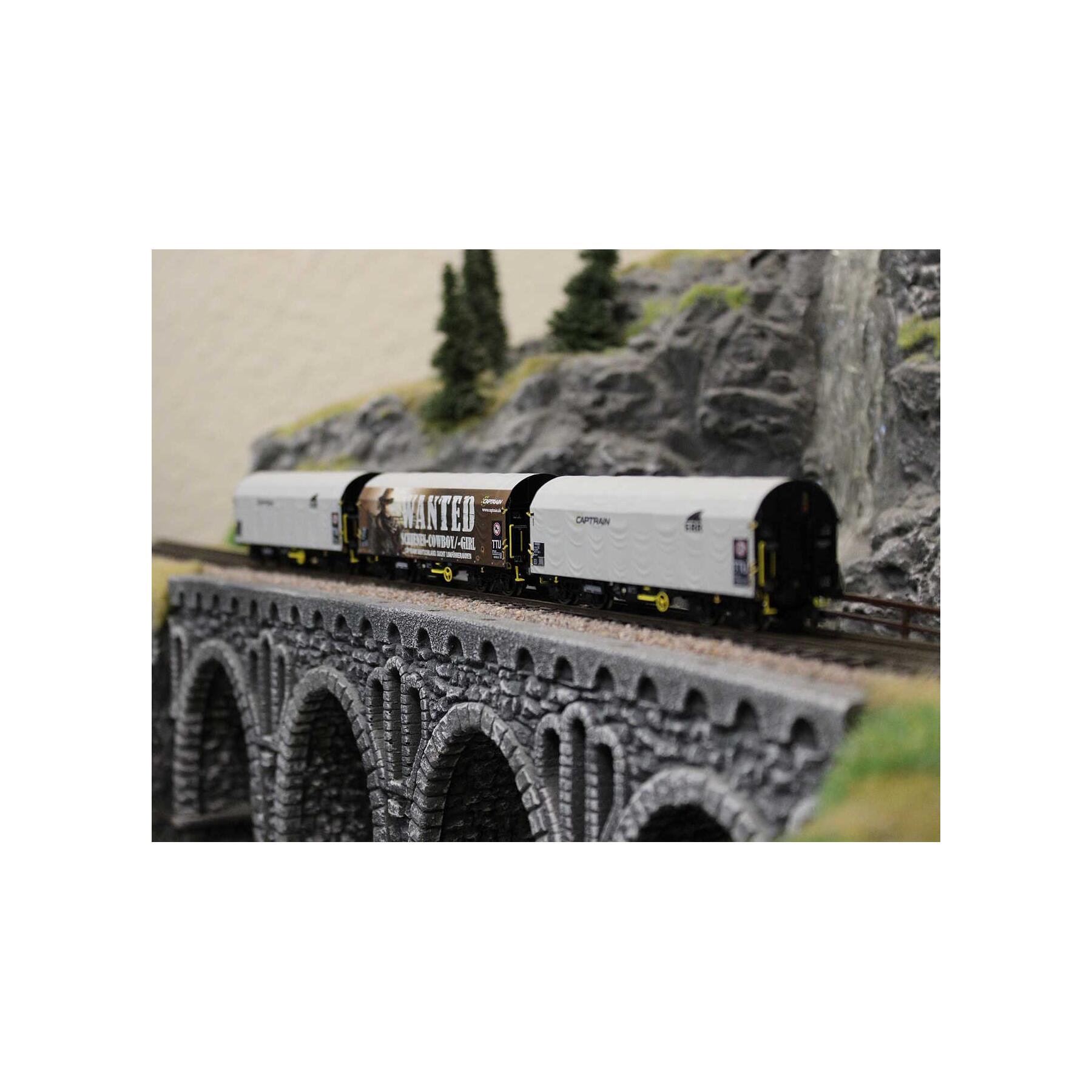 Roco 6680023 TT 3er Set Schiebeplanenwagen Captrain