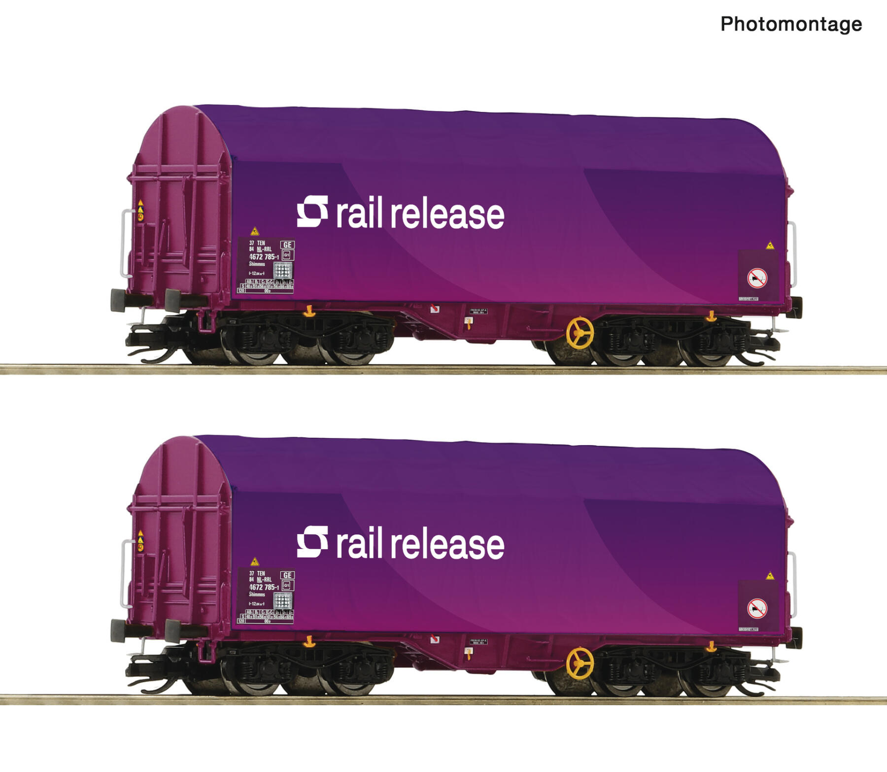 Roco 6680024 TT 2er Set Schiebeplanenwagen Rail Release