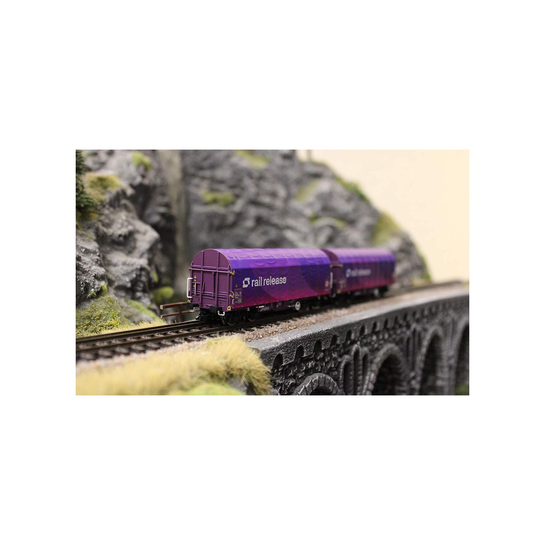 Roco 6680024 TT 2er Set Schiebeplanenwagen Rail Release