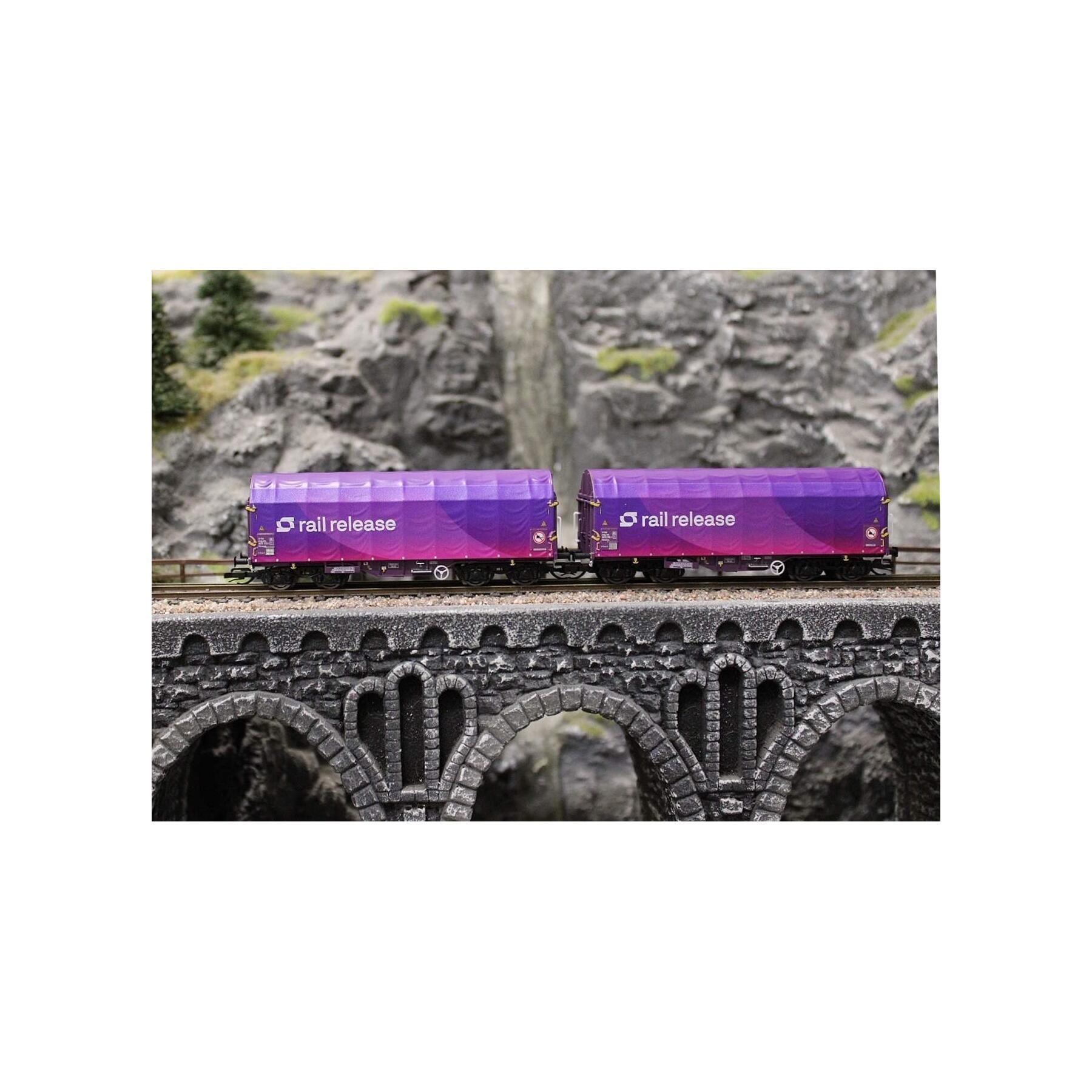 Roco 6680024 TT 2er Set Schiebeplanenwagen Rail Release