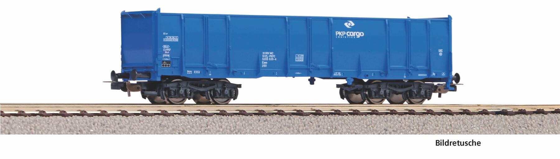 Piko 98553C1 H0 Hochbordwagen Eaos PKP Cargo Epoche VI, blau, Betriebsnummer 1