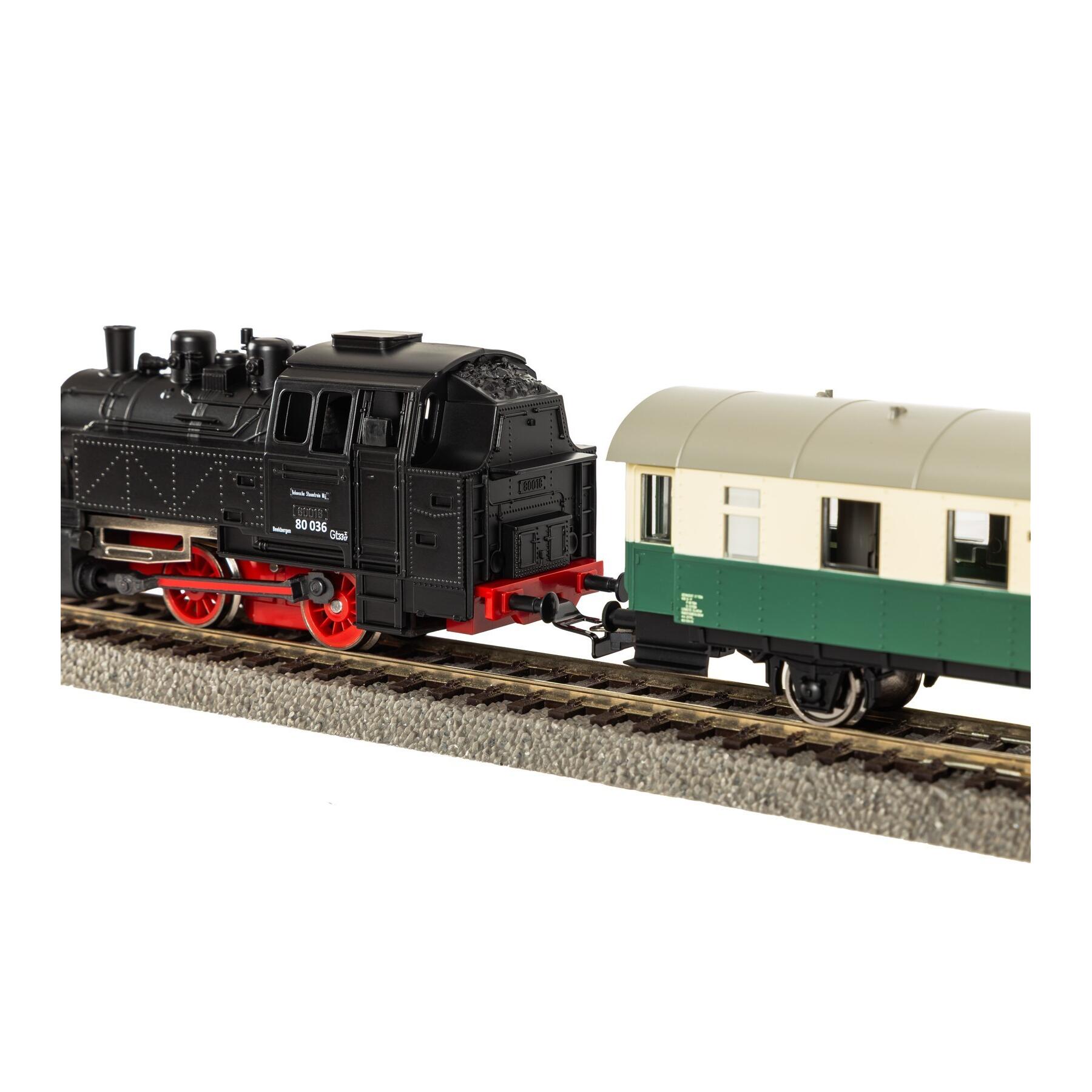 Piko 57035 H0 Start-Set mit Bettung Dampflokomotive BR 80 VSM mit Personenwagen NS VI