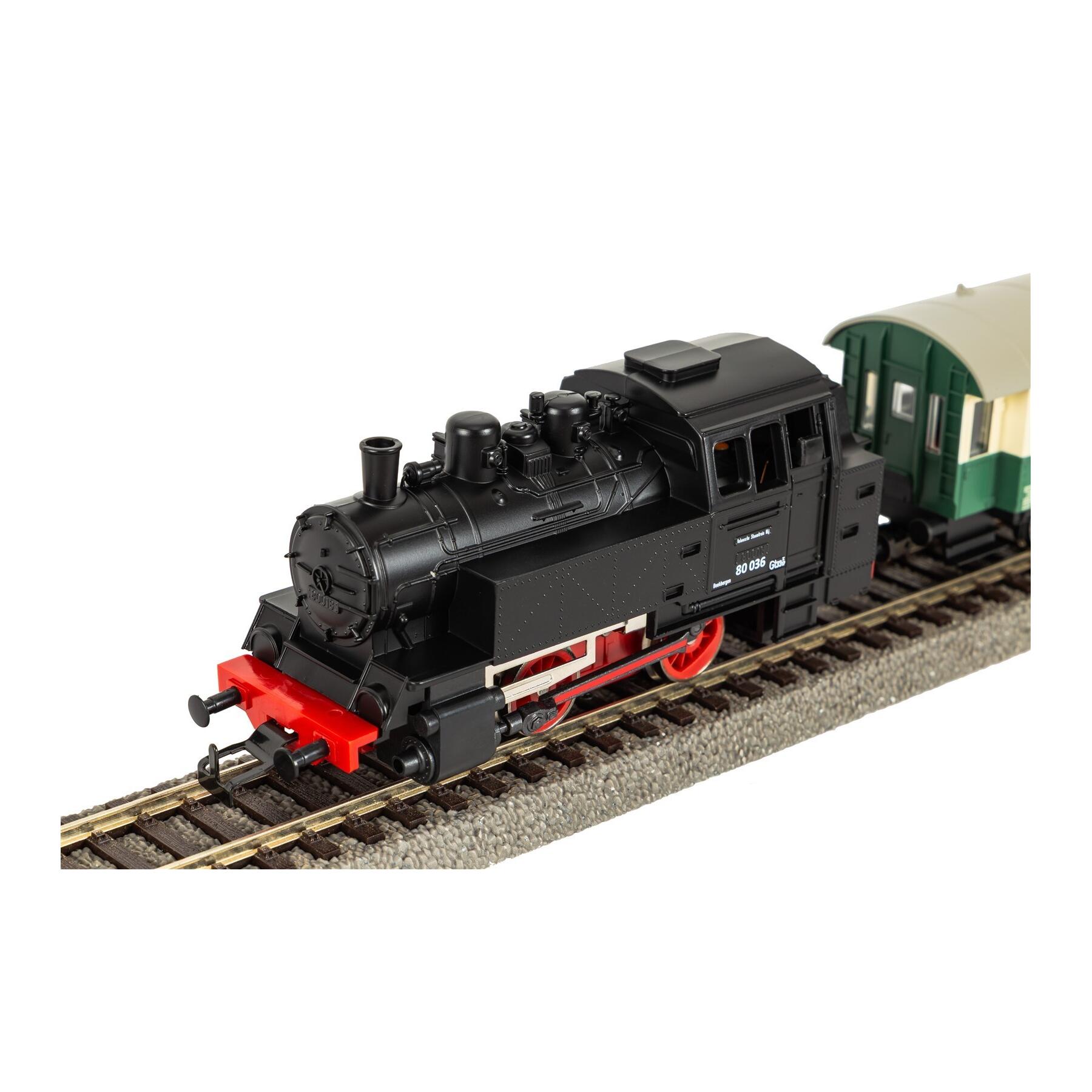 Piko 57035 H0 Start-Set mit Bettung Dampflokomotive BR 80 VSM mit Personenwagen NS VI
