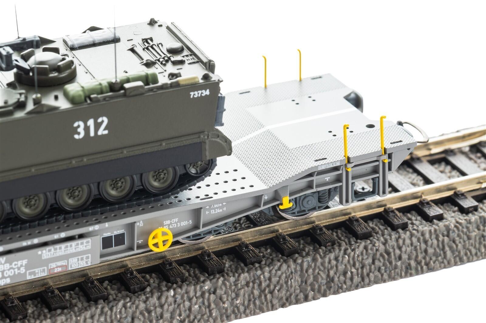 Piko 96280 H0 Panzertransportwagen Slmmnps mit M113 Schützenpanzer SBB-CFF V