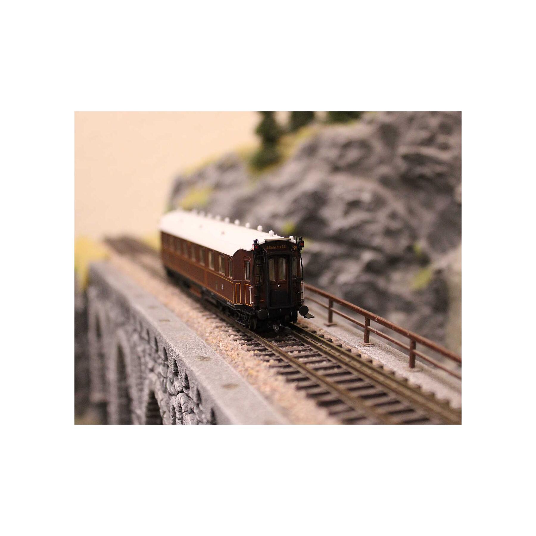 Saxonia 120224 TT Personenwagen C4Ü Sa 07 K.Sächs.Sts.E.B.Zugschluss mit Beleuchtung