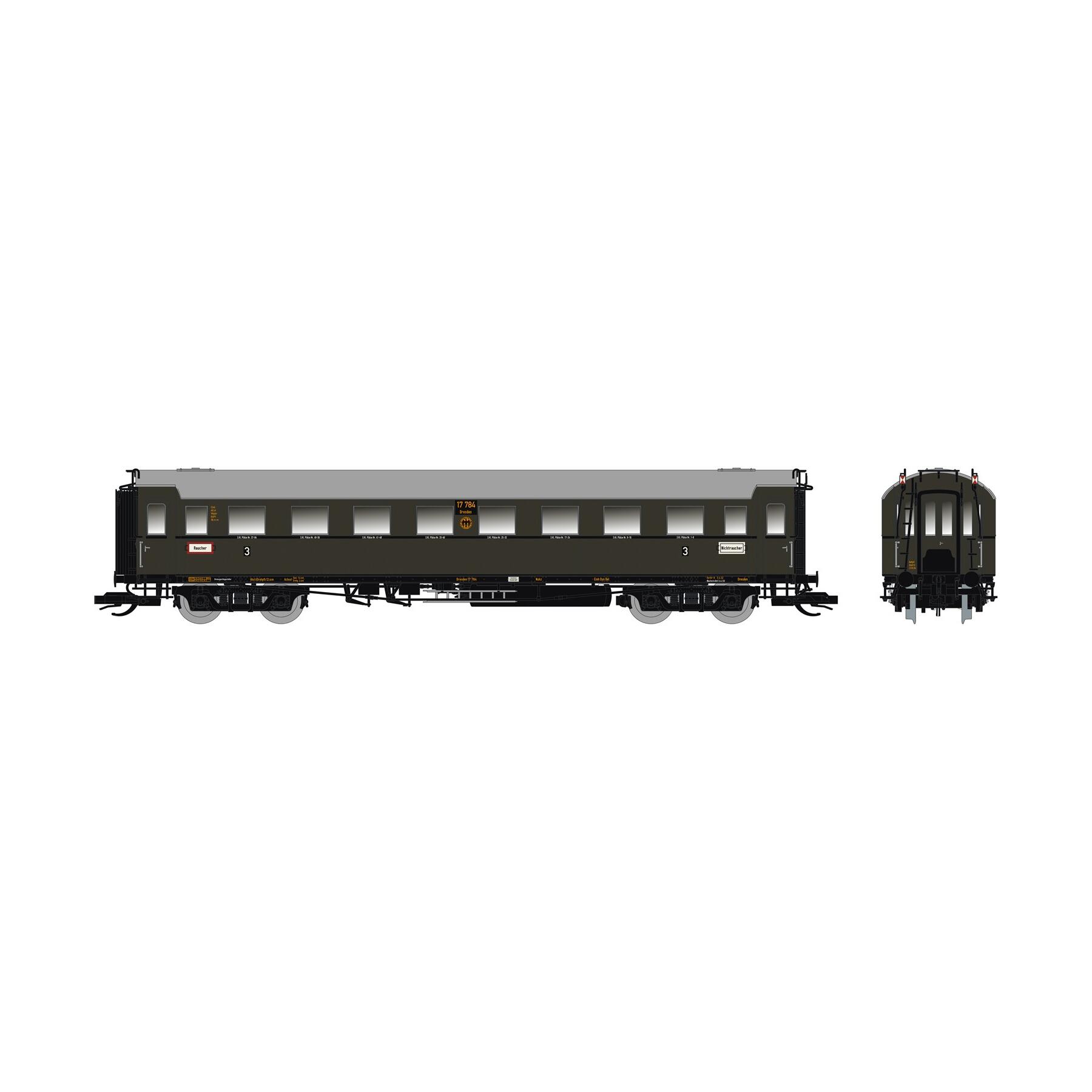 Saxonia 120225 TT Personenwagen C4Ü Sa 07, Schlusswagen DRG Ep.II