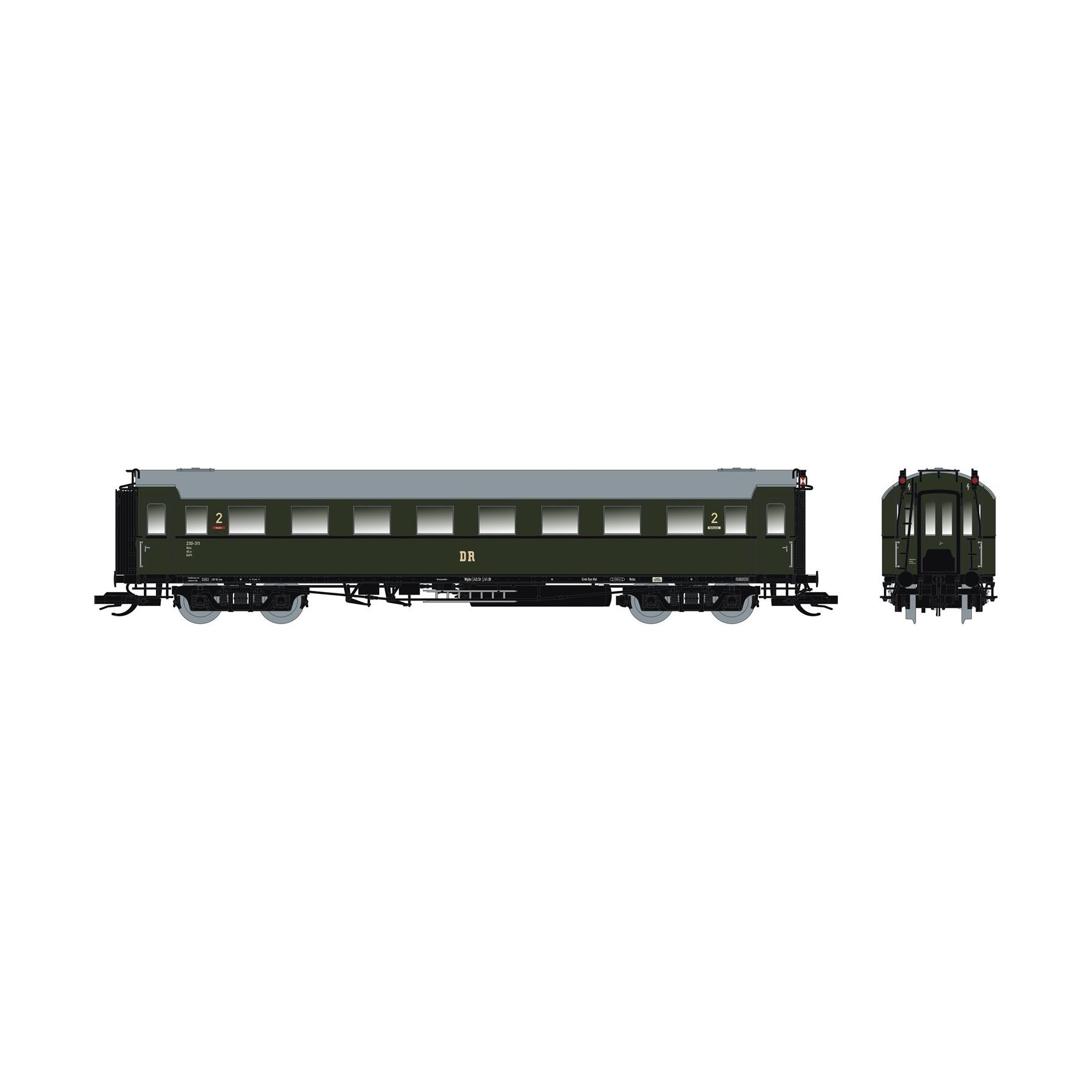 Saxonia 120228 TT Personenwagen C4Ü Sa 07, Schlusswg. m. Beleuchtung DR Ep.III