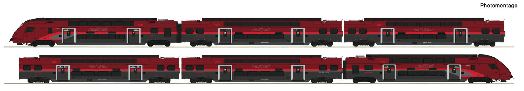 Roco 7710039  H0 6-teiliger Set Railjet Doppelstock ÖBB ,Ep VI