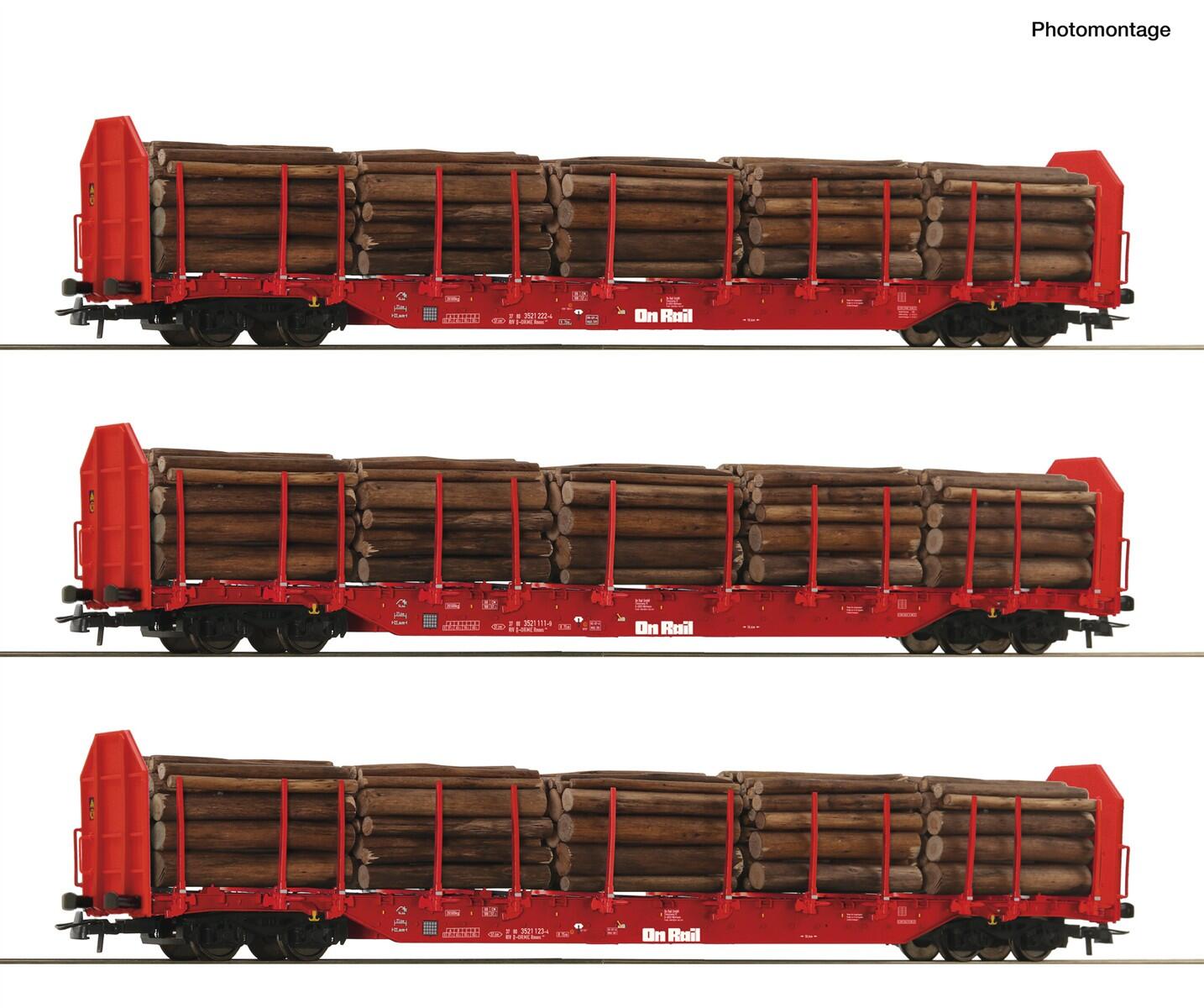 Roco 6600318  H0 3-teiliger Set: Rungenwagen OnRail ,Ep VI
