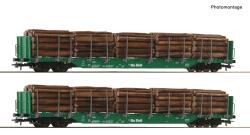 Roco 6600319  H0 2-teiliger Set: Rungenwagen OnRail ,Ep VI