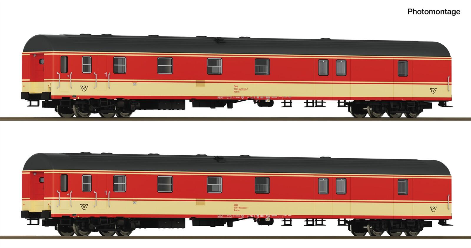 Roco 6210180  H0 2-teiliger Set: Bahnpostwagen "Postschnellzug" ÖBB ,Ep IV-V