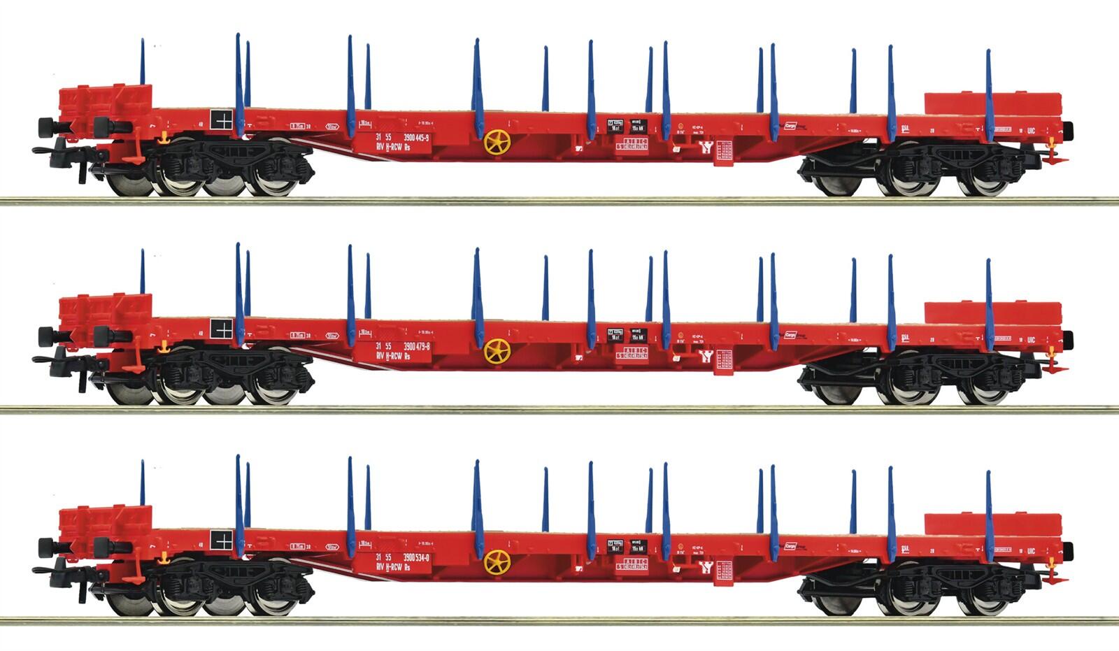 Roco 6600219  H0 3-teiliger Set: Rungenwagen ÖBB ,Ep VI