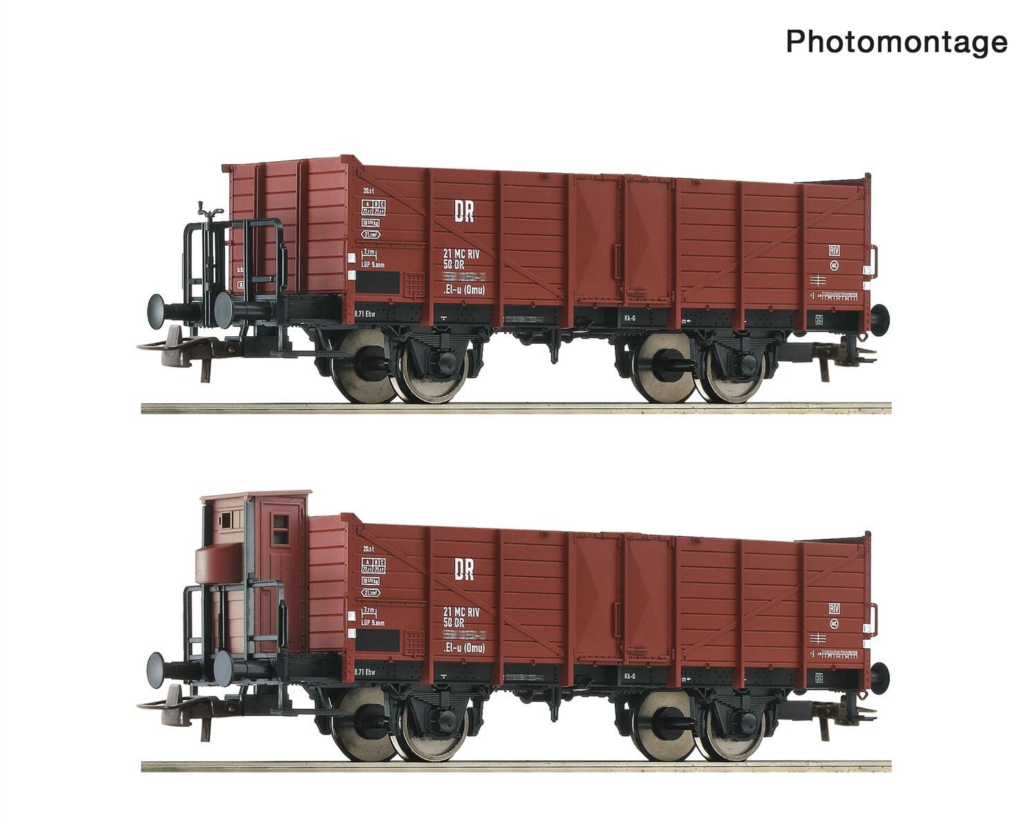 Roco 6600253  H0 2-teiliger Set: Offene Güterwagen DR ,Ep III