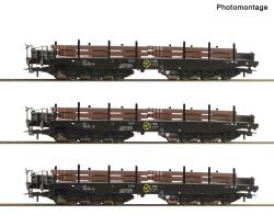 Roco 6600263  H0 3-teiliger Set: Schwerlast-Flachwagen NS...