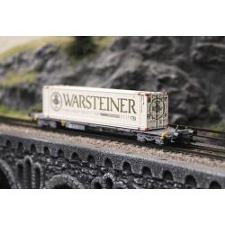 Arnold HN9767 TT graue Farbgebung 4-achs. Containerwagen, beladen mit 1 x 45-Container „Warsteiner“