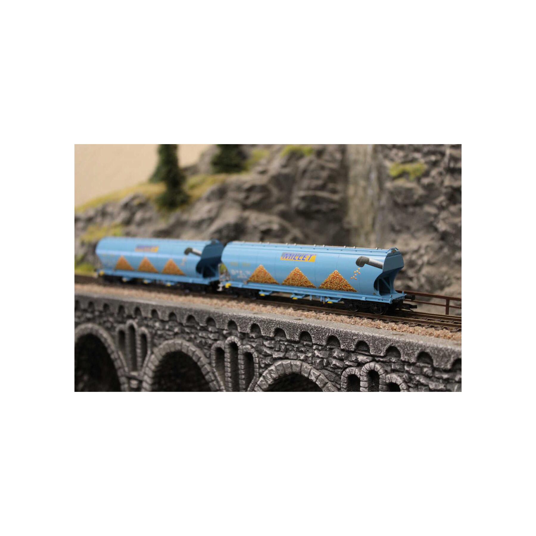 Arnold HN9773 TT 2-teiliges Set 4-achsiger Getreidesilo-Wagen der MILLET, Epoche VI