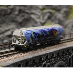 Arnold HN9775 TT 4-achs. Getreidesilo-Wagen „Interfracht“, mit Vogel-Graffiti