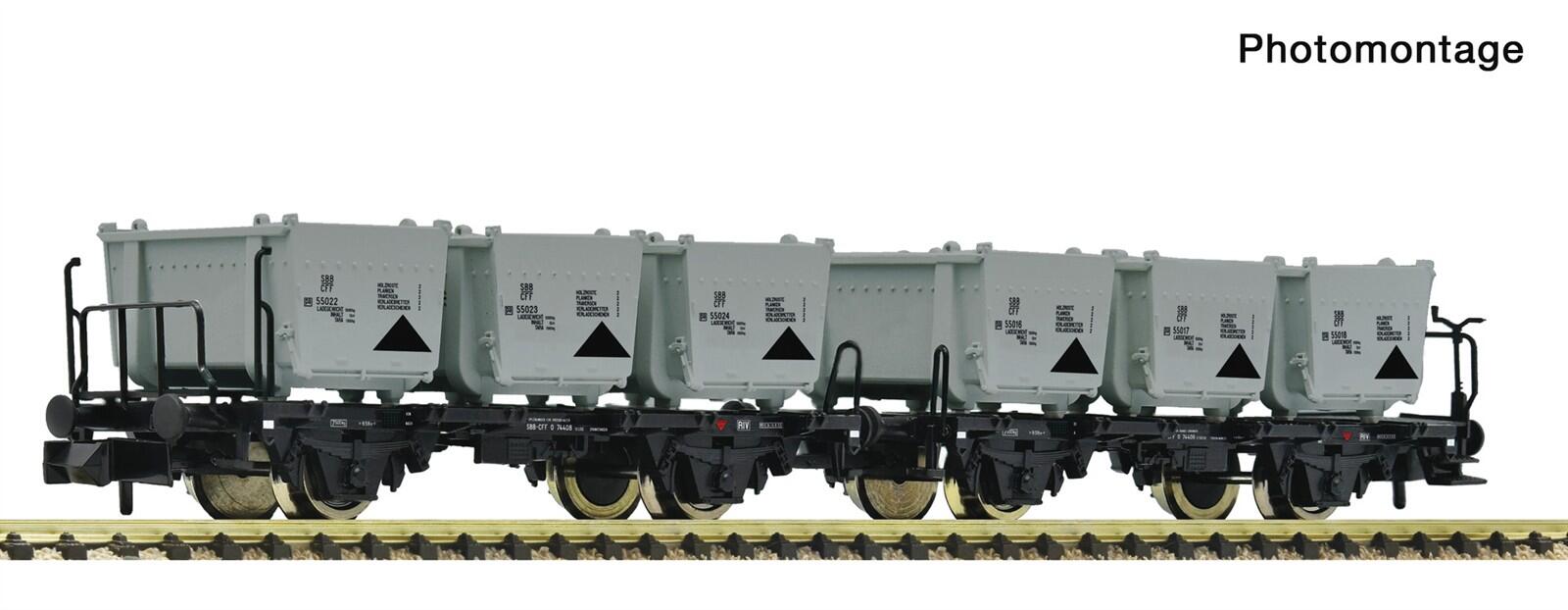 Fleischmann 6660154 N 2er Set Behältertragwagen SBB ,Ep III - IV