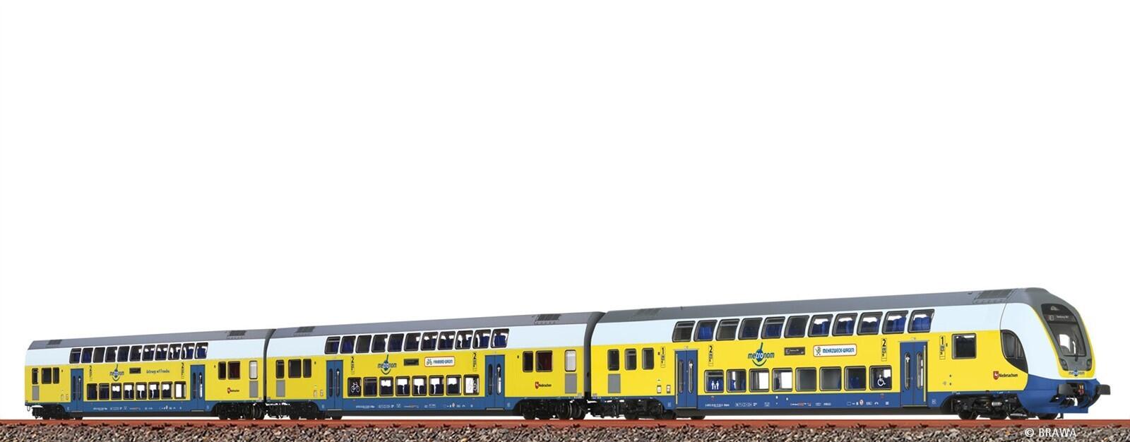 Brawa 44574 H0  Doppelstock-Wagenset Metronom, 3er-Set (RE 3 Hamburg Hbf)