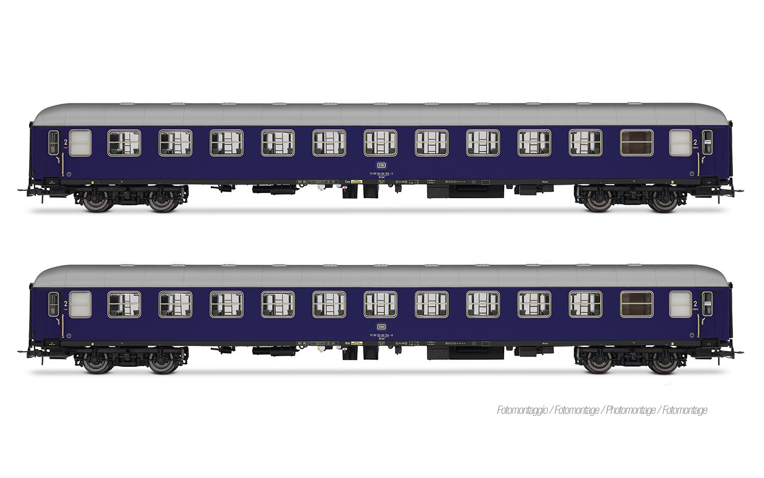 Rivarossi HR4415 H0 2-tlg. Set Liegewagen Bcm 243 DB, blaue Farbgebung