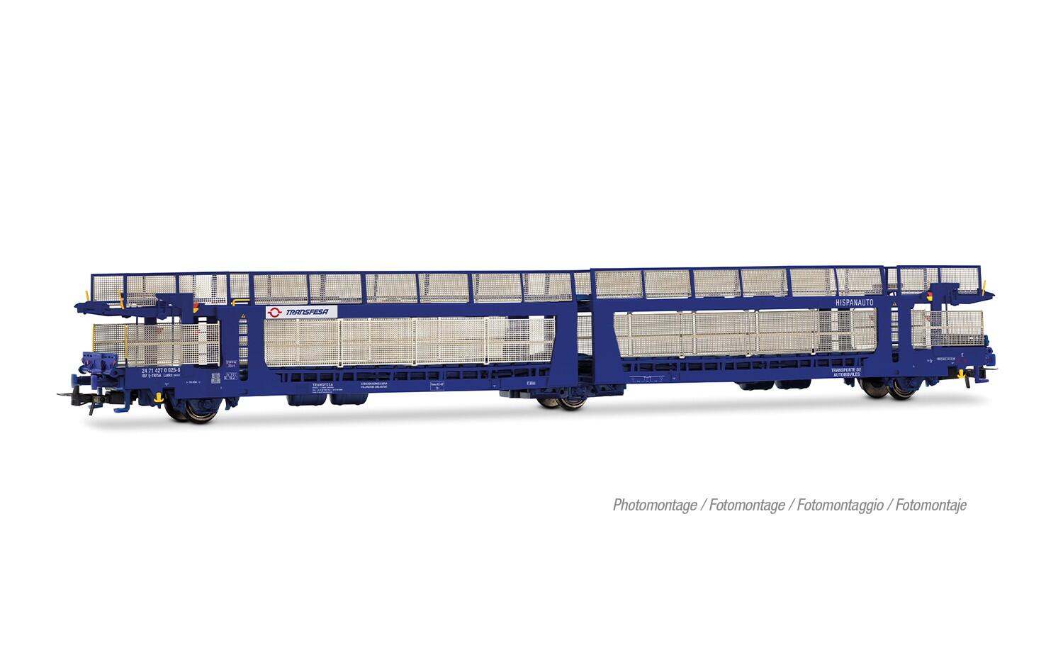 Jouef HJ6327 H0 3-achs. Autotransportwagen Transfesa, Bauart Laeks 63C „Hispanauto”, blau