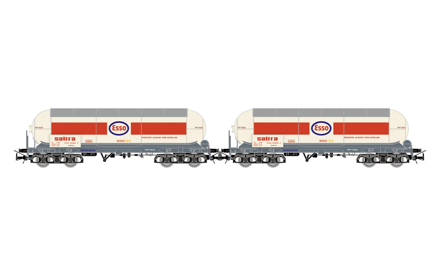 Electrotren HE6099 H0 2-tlg. Set Ammoniak-Kesselwagen RENFE, „ESSO-Saltra” in Ursprungslackierung