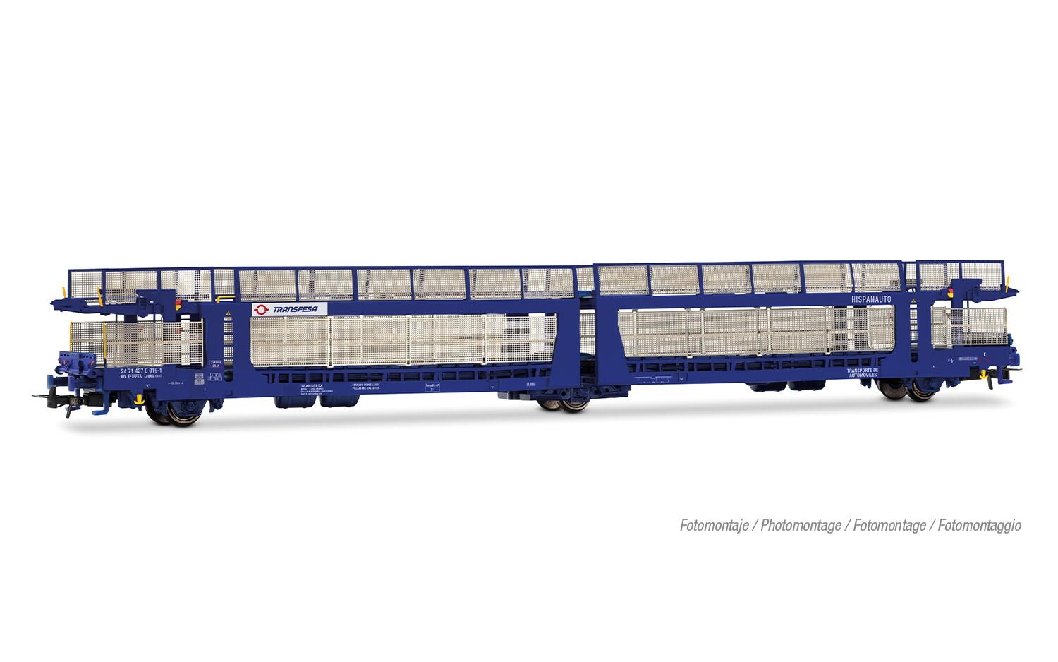 Electrotren HE6100 H0 3-achs. Autotransportwagen Transfesa, Bauart Laeks 63C „Hispanauto”, blau