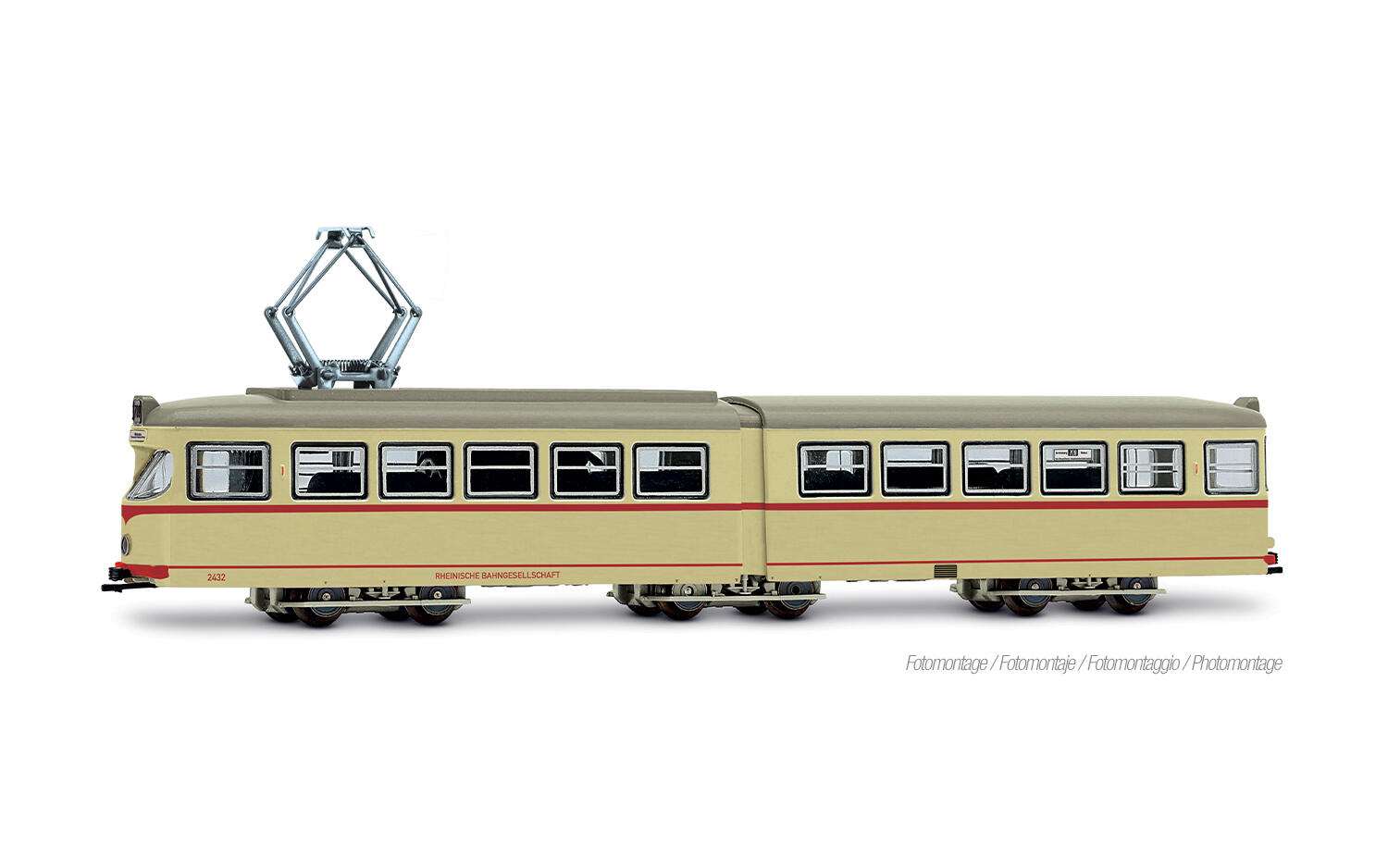 Arnold HN2613 N eine Frontlampe Straßenbahn Duewag GT6, beige-rote Farbgebung „Düsseldorf“