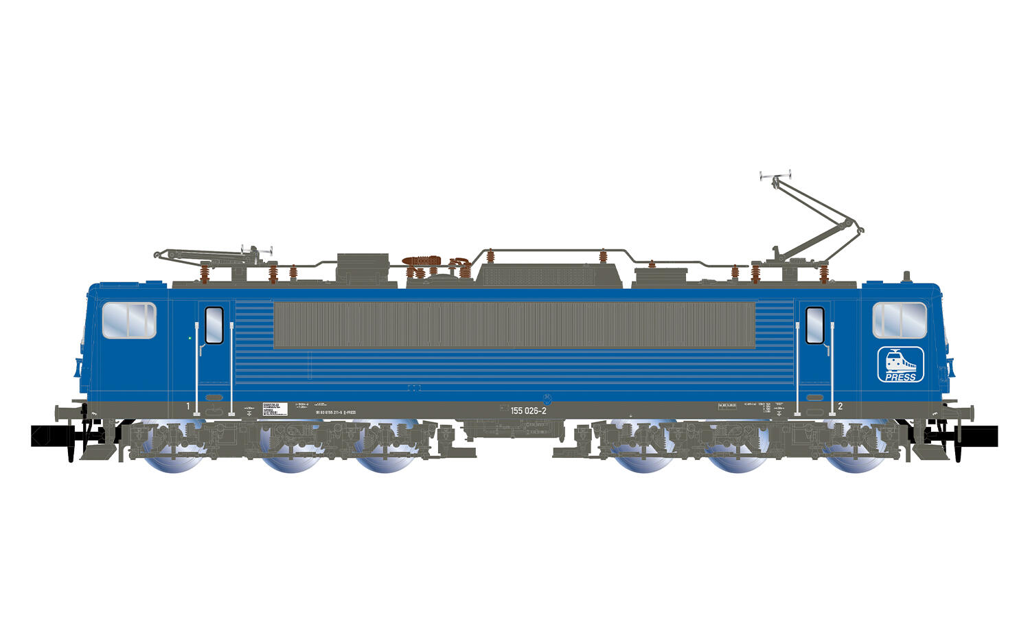 Arnold HN2694 N Elektrolokomotive BR 155 Press, Einarmstromabnehmer, blaue Farbgebung