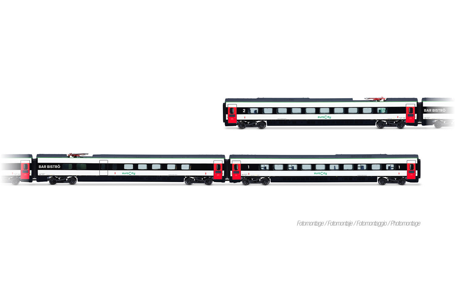 Arnold HN3516 N 3-tlg. Set Zwischenwagen des ETR 610 FS Trenitalia, neue EuroCity-Farbgebung