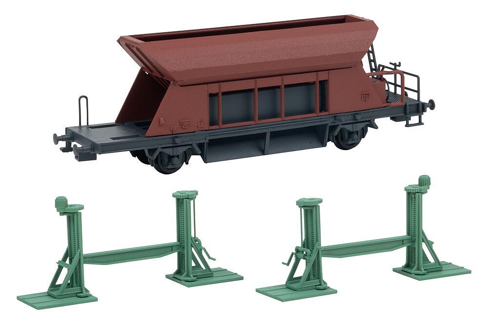 Faller 120323 H0 2 Spindelhebeböcke mit aufgebocktem Waggon