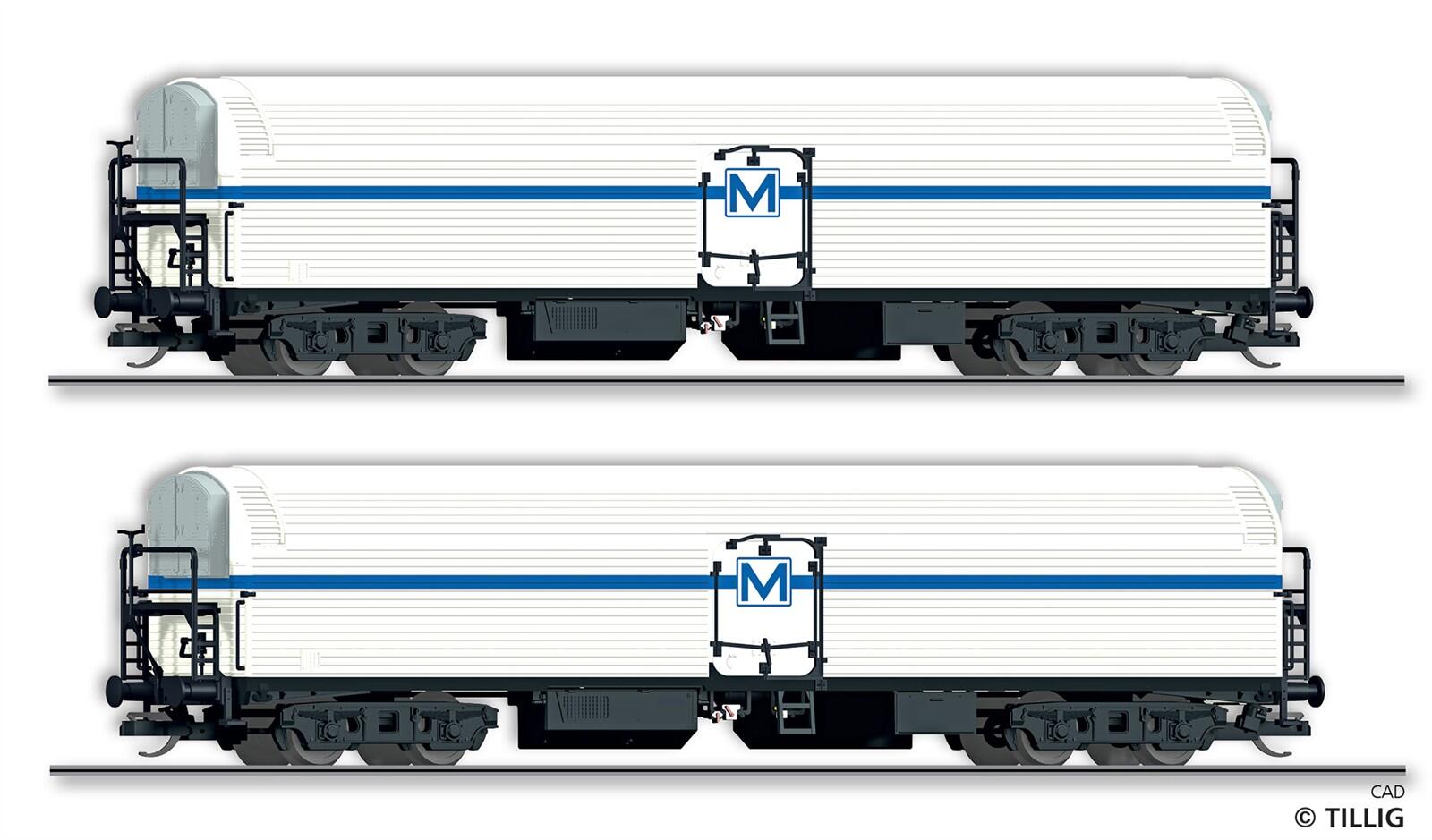 Tillig 01143 TT Güterwagenset der DR, bestehend aus zwei Maschinenkühlwagen Ttehkor