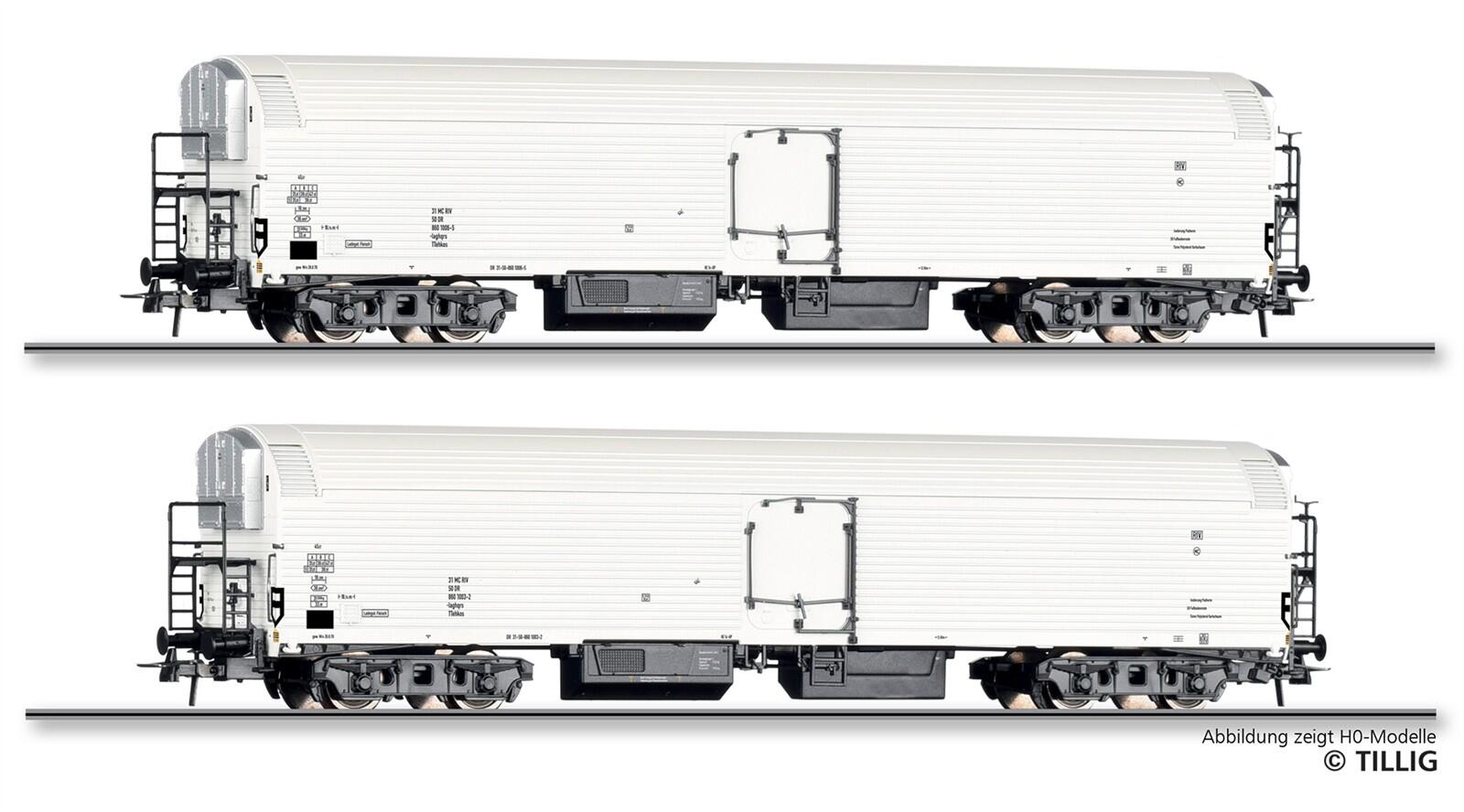 Tillig 01144 TT Güterwagenset der DR, bestehend aus zwei Maschinenkühlwagen Iaghqrs