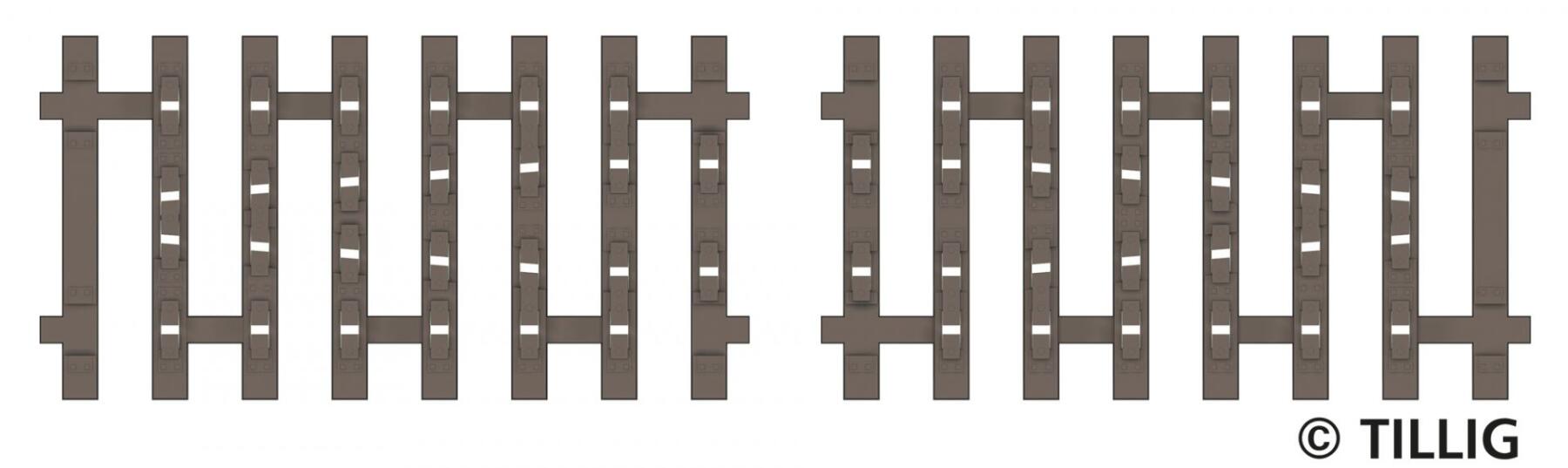 Tillig 83191 TT Flex-Schwellenband Zwangsgleis (beidseitig) 2 x 41,5mm Endstück