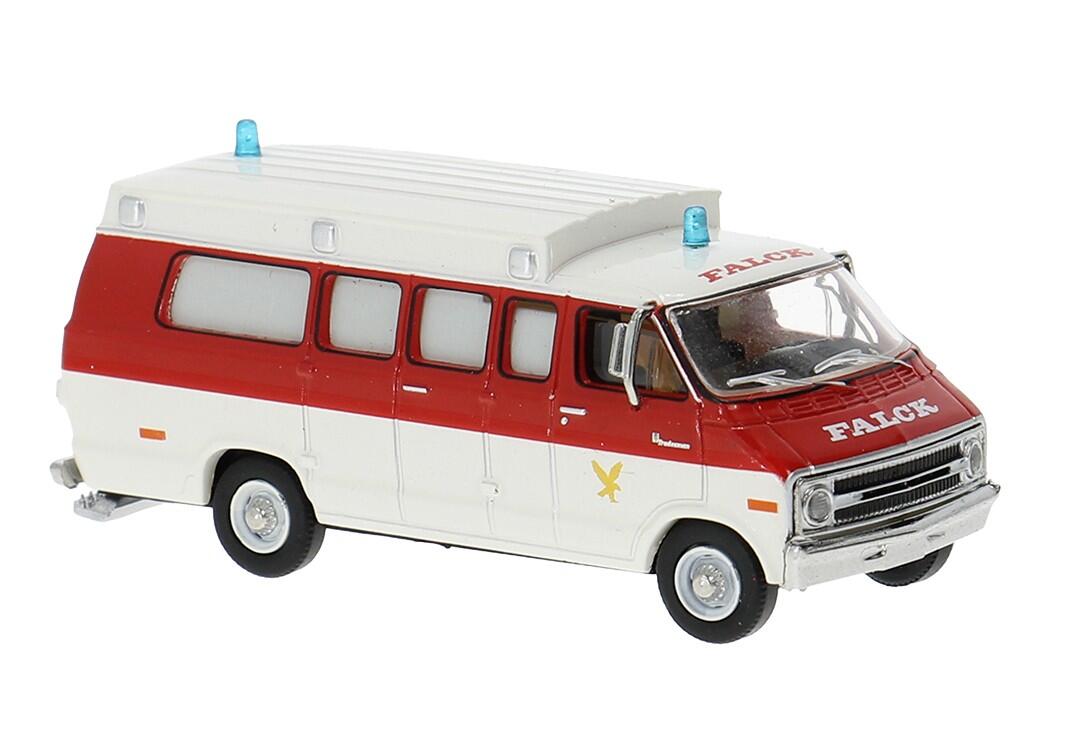 Brekina 18302 H0 Dodge Ambulance "Falck" (DK)