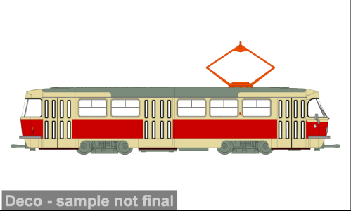 Brekina 64500 H0 Tatra Straßenbahn hellbeige/rot