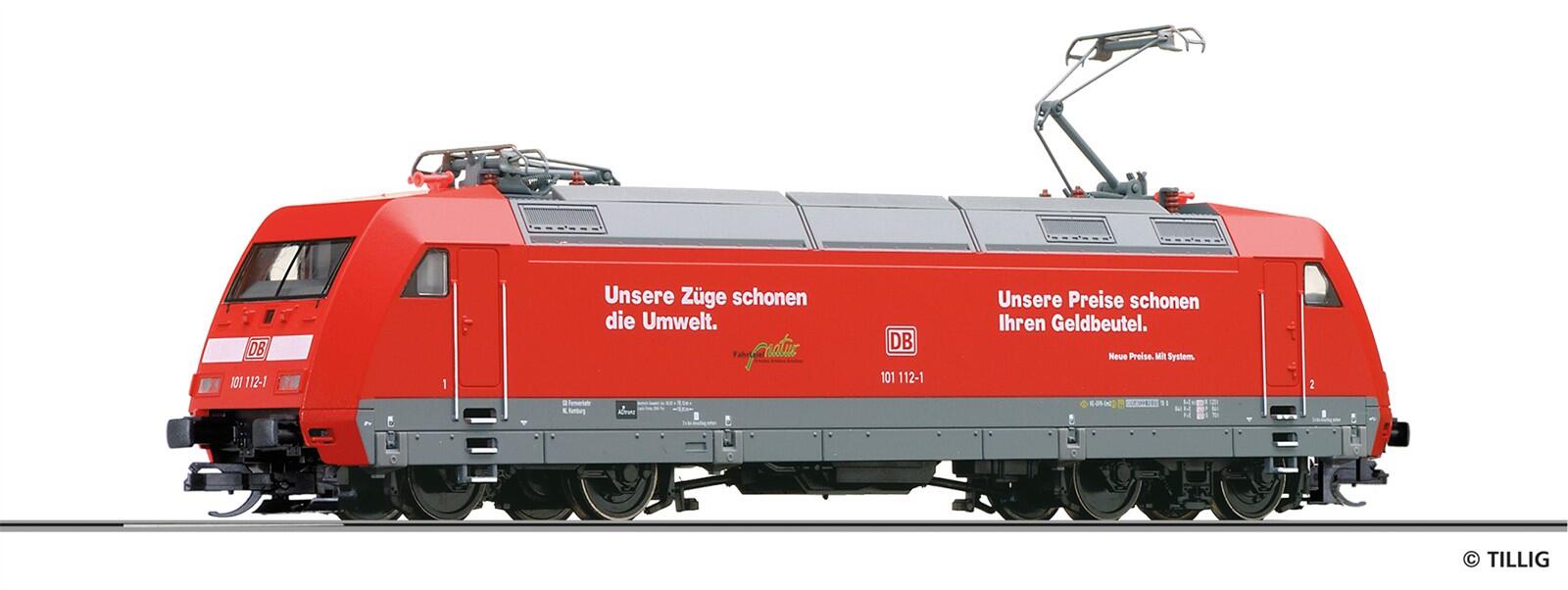 Tillig 502582 TT Elektrolokomotive 101 112-1, "Unsere Preise schonen Ihren Geldbeutel" der DBAG, Ep.V (ex. 02306)