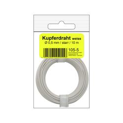 105-5SB - Kupferschalt Draht 0,5 mm / 10 m weiß -...