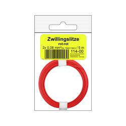 114-00SB - Zwillingslitze 0,08 mm² / 5 m rot-rot in SB